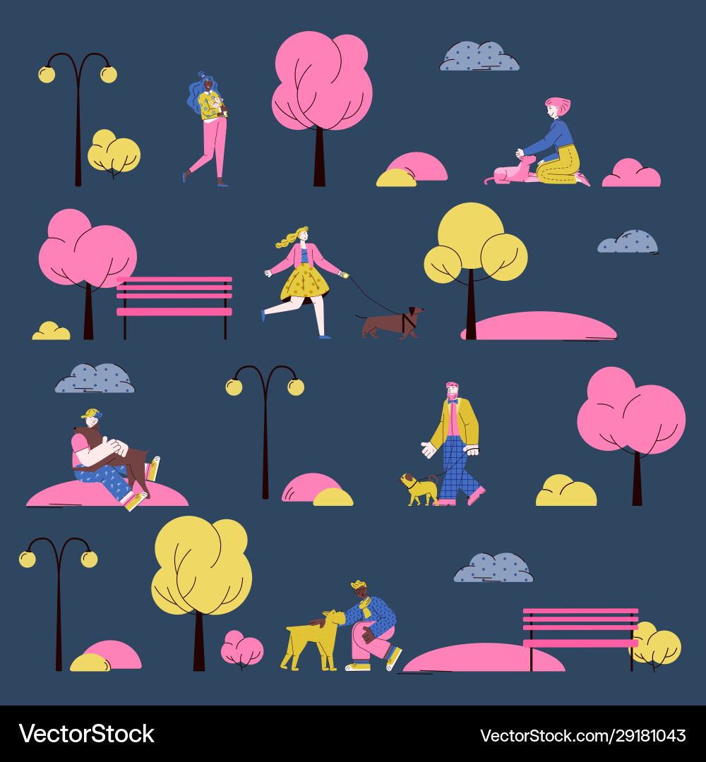 Seamless pattern with characters pets Vector Image