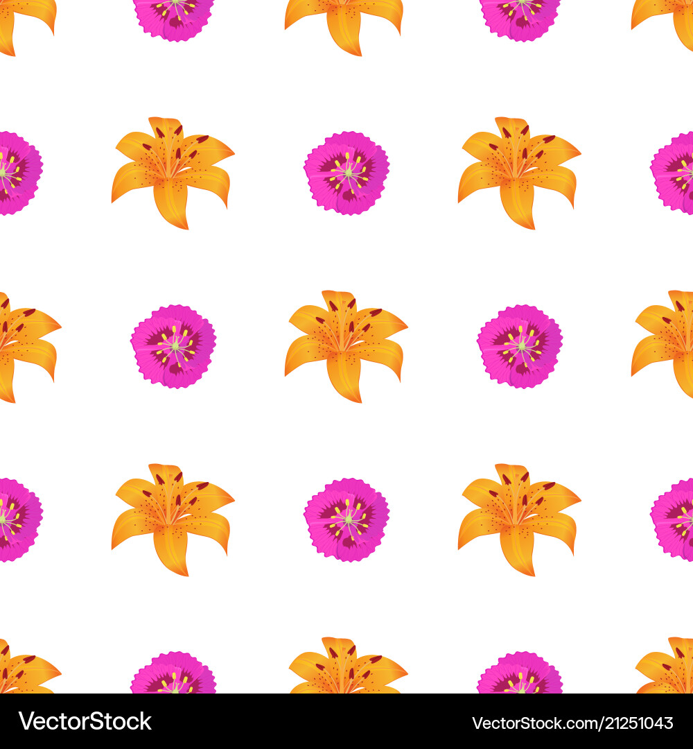 Seamless pattern with dahlia and lily isolated Seamless pattern with dahlia and lily isolated vector image