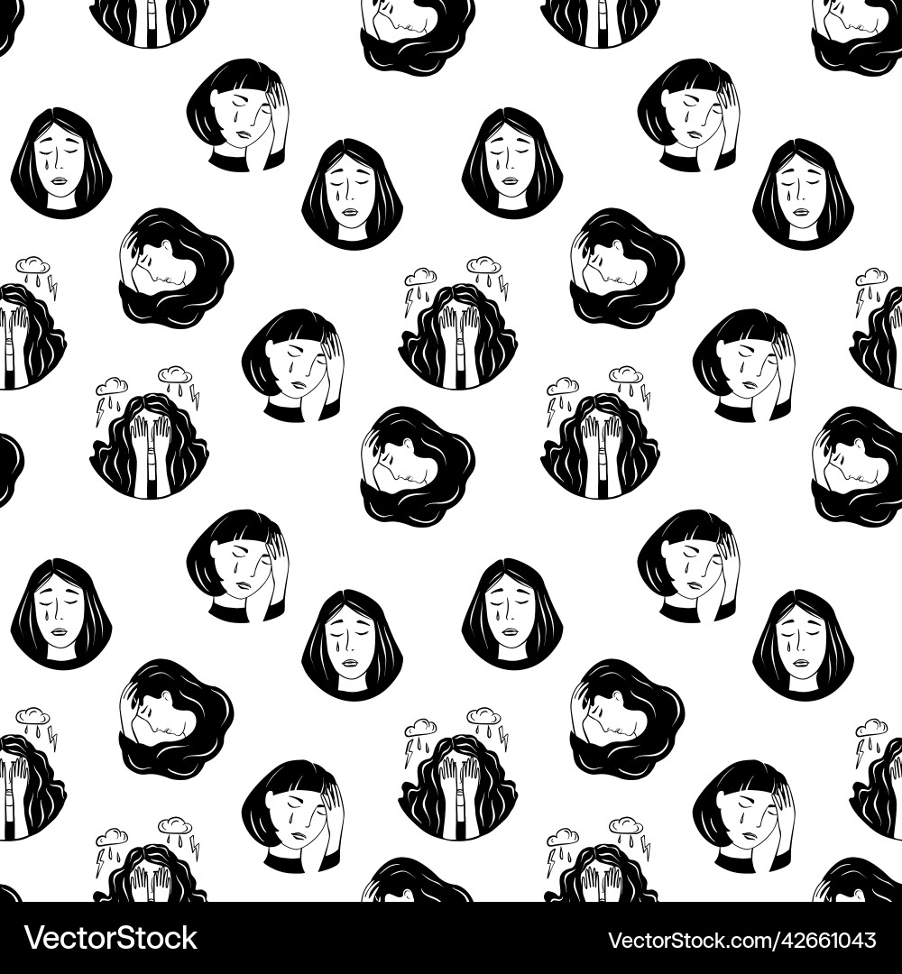 Seamless pattern with depressed crying and sad Vector Image