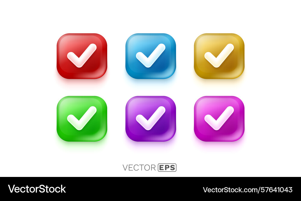 Set color button ok approve icon Set color button ok approve icon vector image