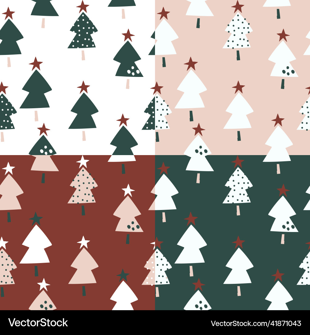 Set of four seamless winter pattern Set of four seamless winter pattern Vector Image