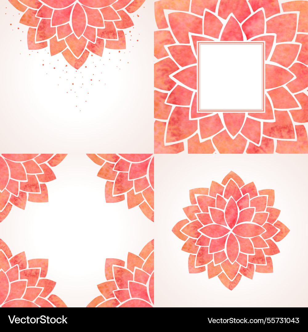 Set of templates and frames with red lotus flower Set of templates and frames with red lotus flower vector image