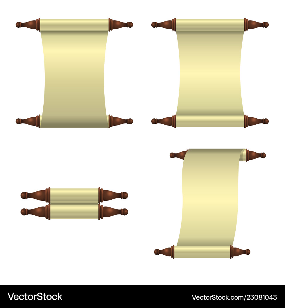 Set von 3 leeren Scrolls vertikal unberollt Set von 3 leeren Scrolls vertikal unberollt vektorbild
