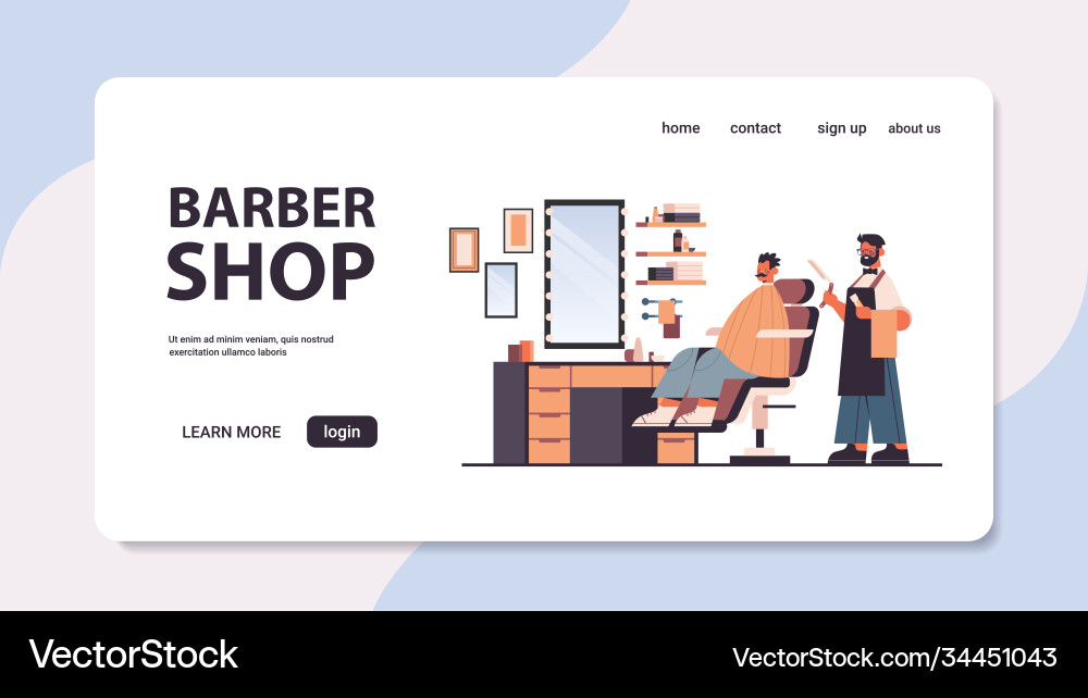 Stylish hairdresser cutting hair client male Stylish hairdresser cutting hair client male vector image