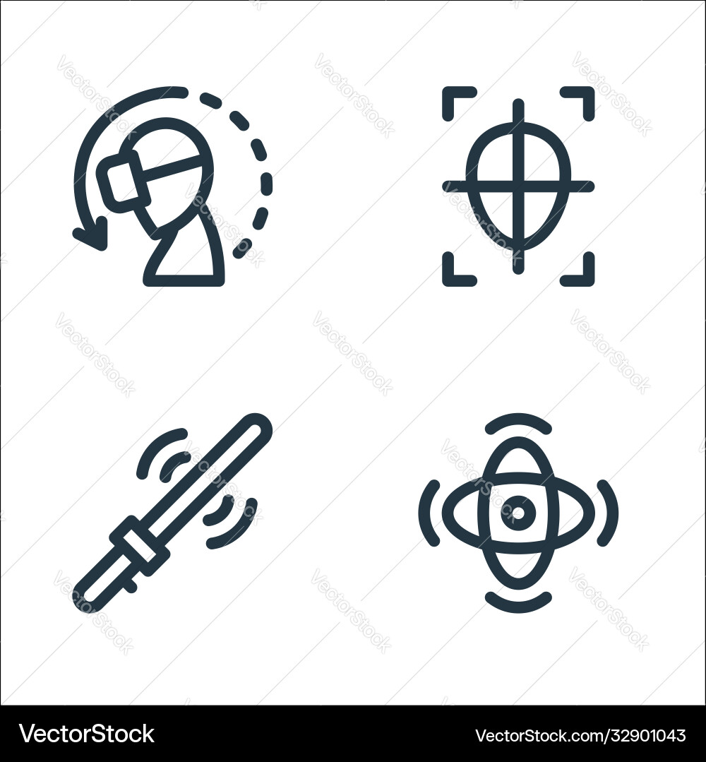 Virtual reality line icons linear set quality Virtual reality line icons linear set quality vector image