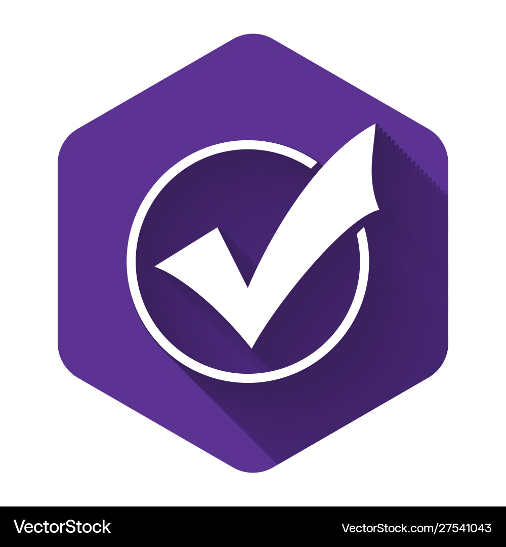 White check mark in round icon isolated with long White check mark in round icon isolated with long vector image