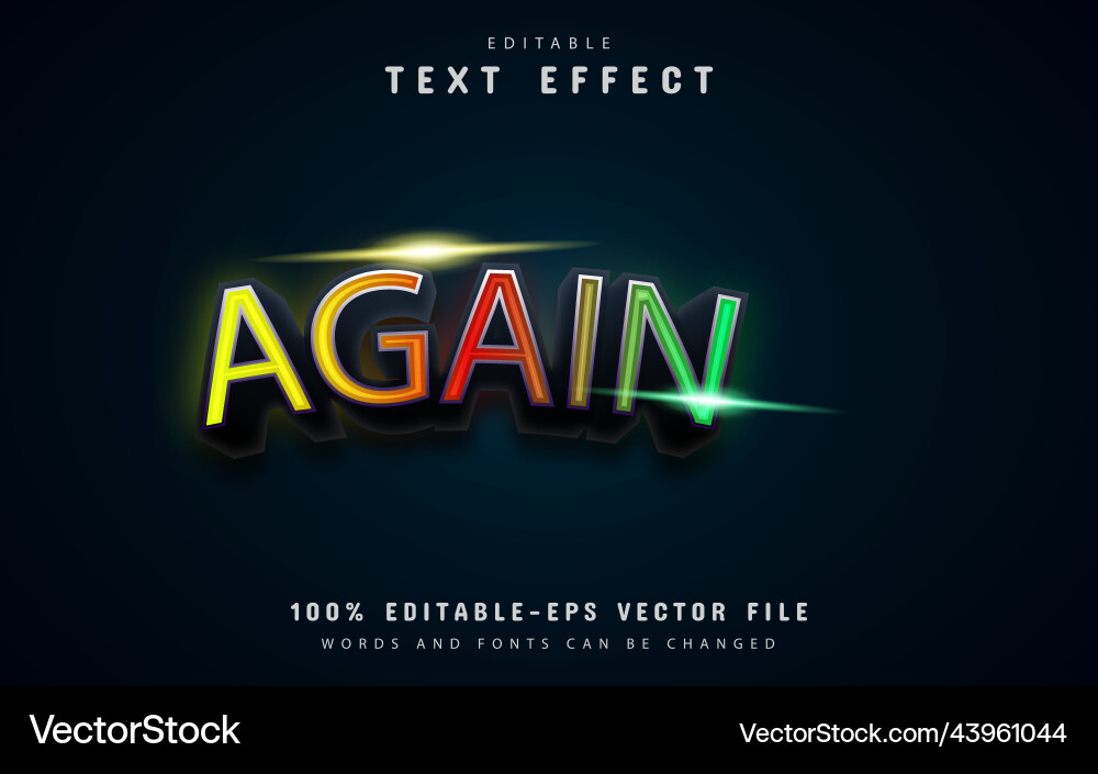 Again colorful text effect Again colorful text effect vector image