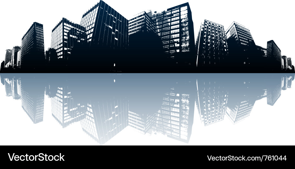 City Reflection at Dusk Vector Image