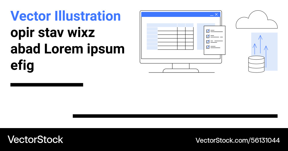 Cloud data management with desktop interface Cloud data management with desktop interface vector image