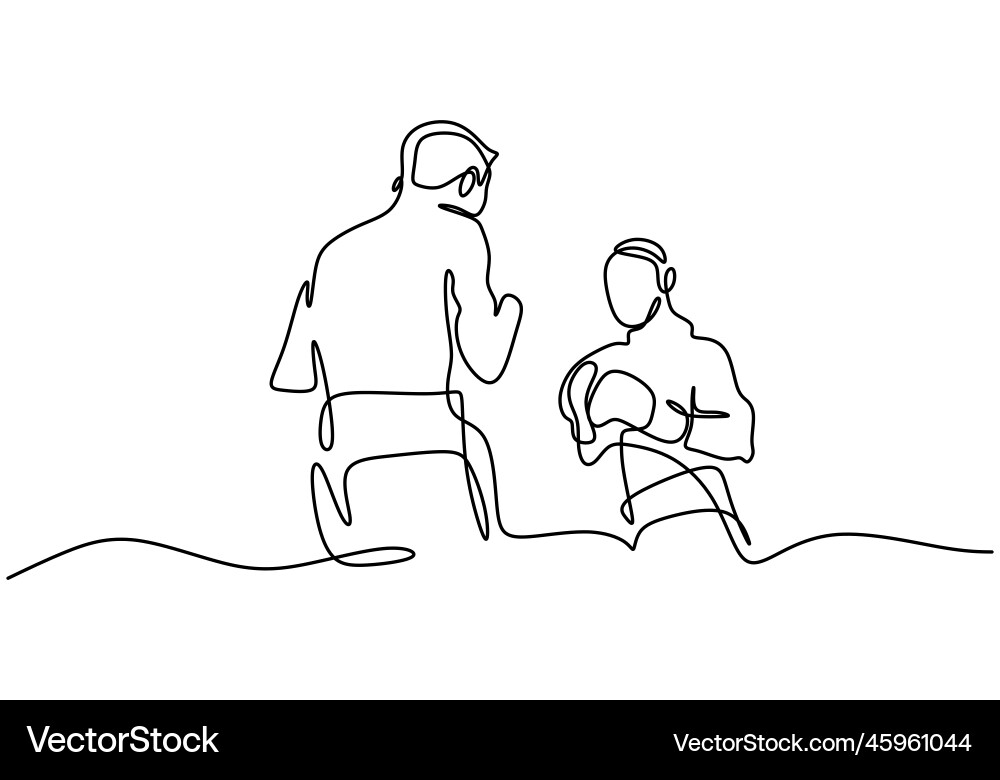 Continuous one line drawing of two man playing Continuous one line drawing of two man playing vector image
