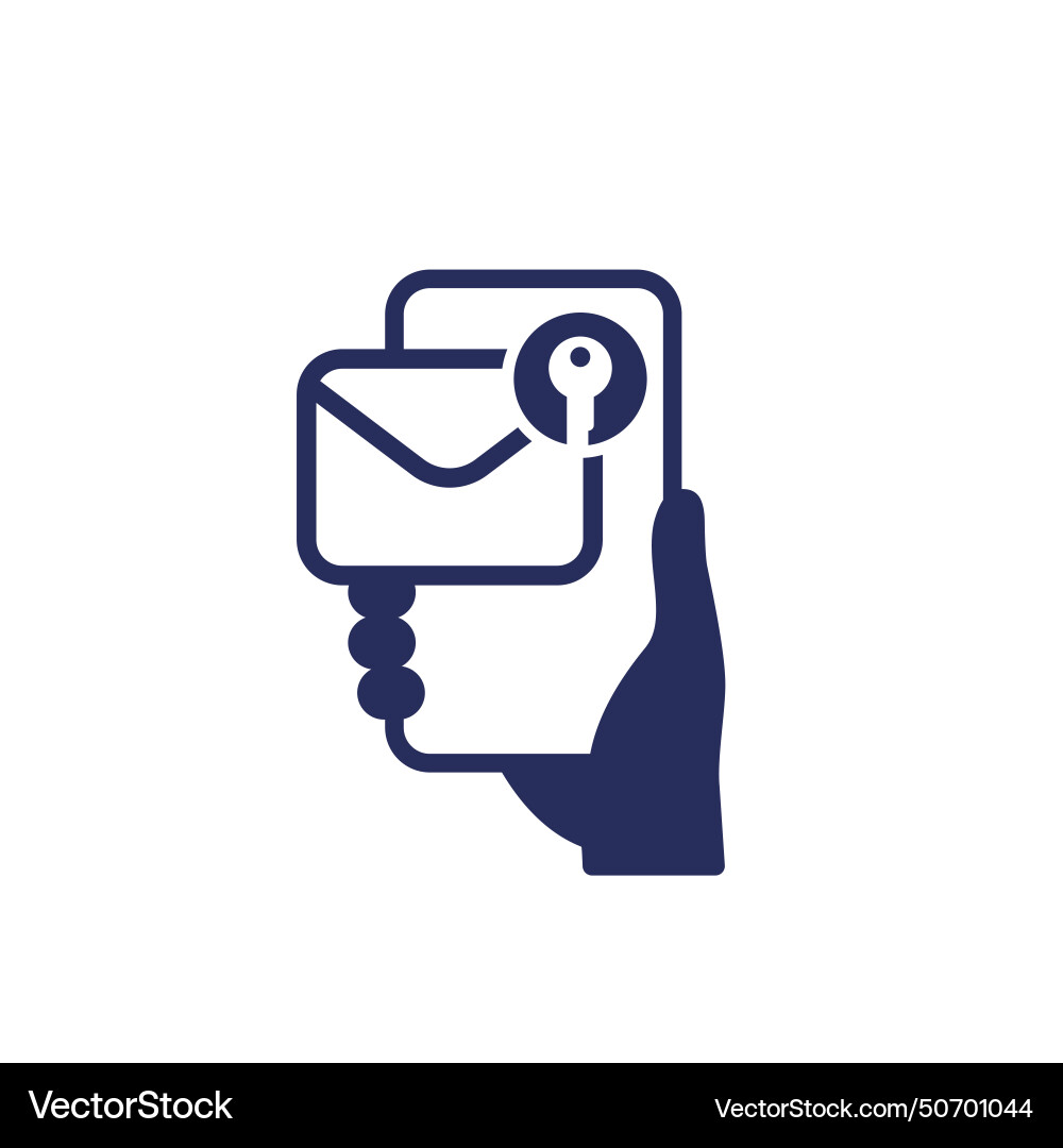 Encrypted message mail icon with phone in hand Encrypted message mail icon with phone in hand vector image