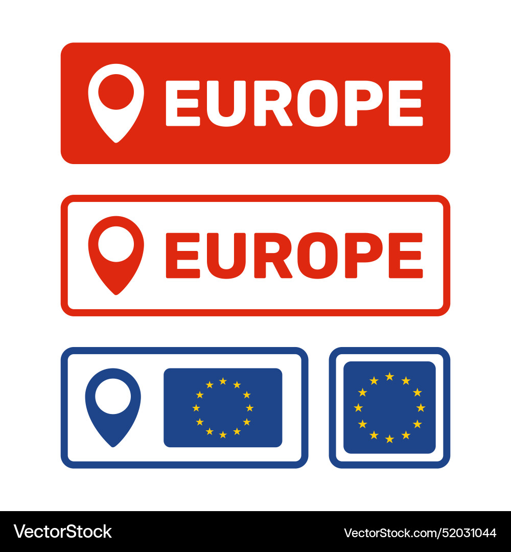 European union map pointer icons set symbols European union map pointer icons set symbols vector image