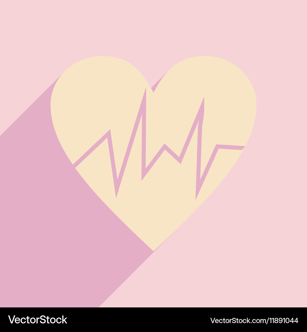 Flat with shadow icon and mobile application pulse vector image