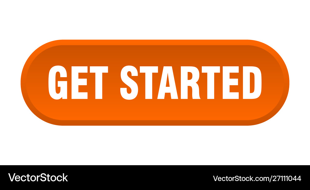 Get started button rounded orange vector image