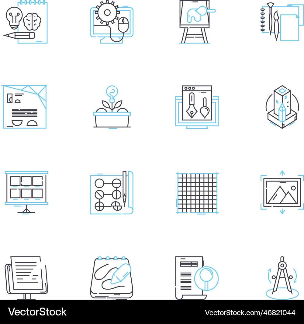 Image processing linear icons set pixels filters Image processing linear icons set pixels filters Vector Image