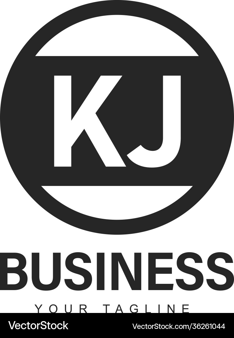 Kj initial a logo design with abstract style vector image
