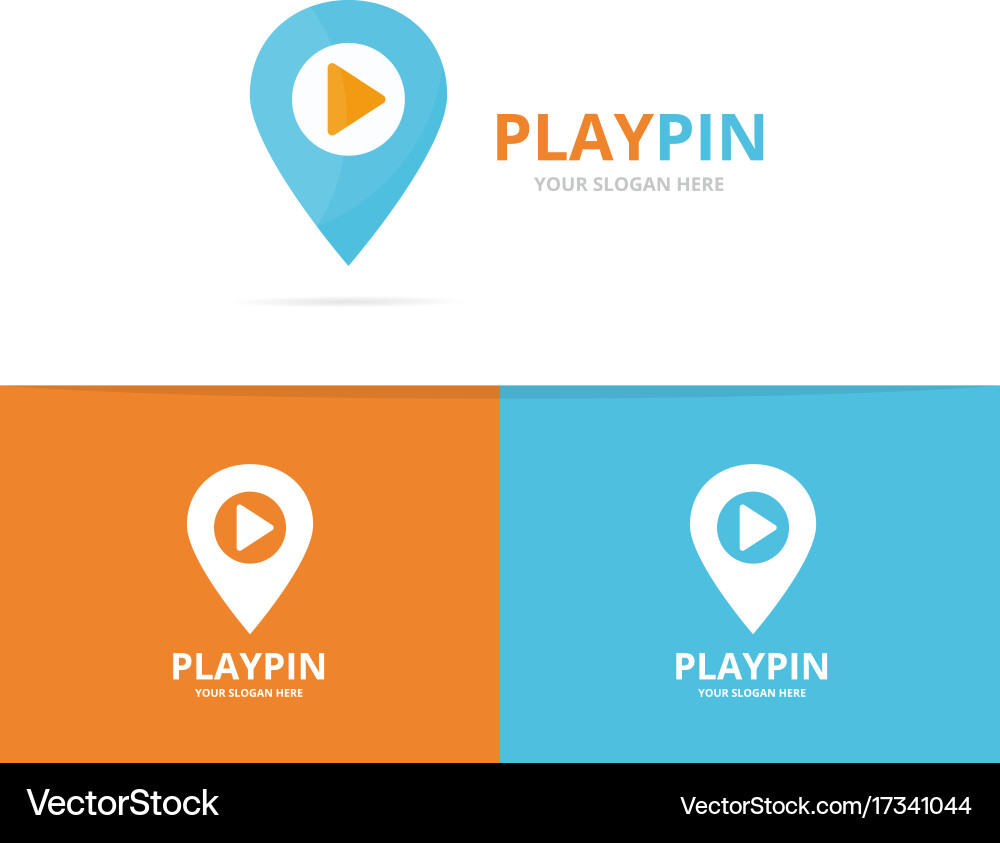 Map pointer and button play logo Vector Image