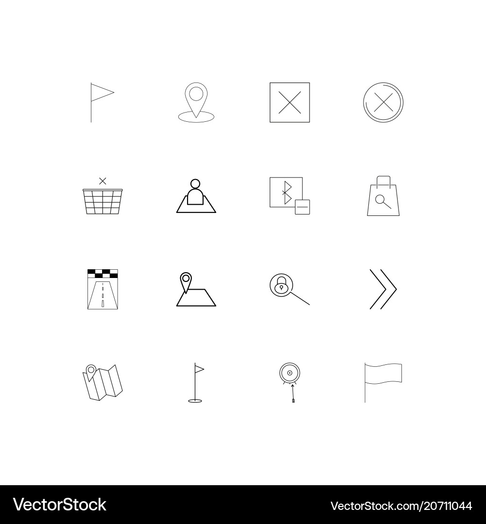 Maps and navigation simple linear icons set Vector Image
