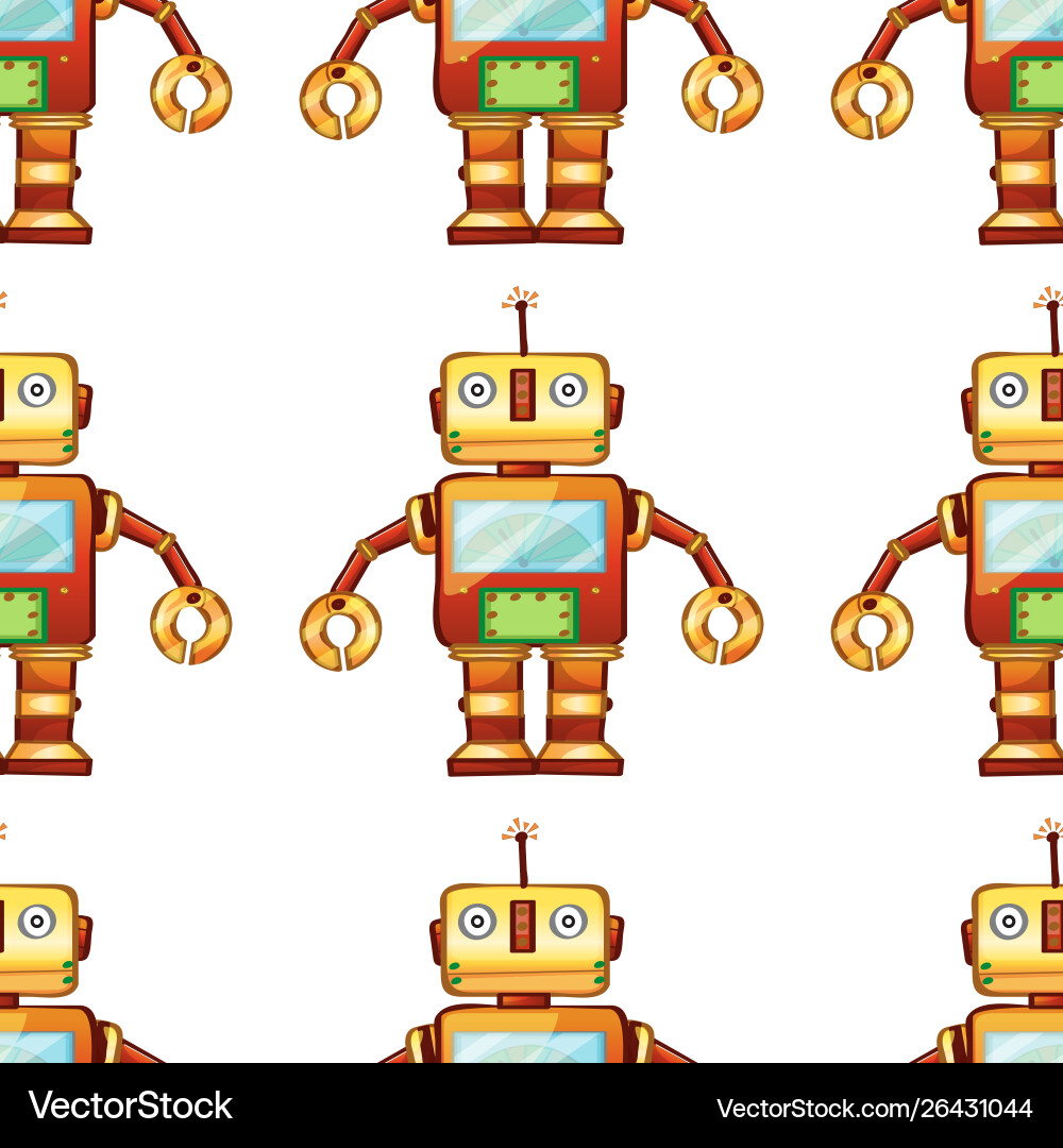 Seamless pattern tile cartoon with toy robot Vector Image