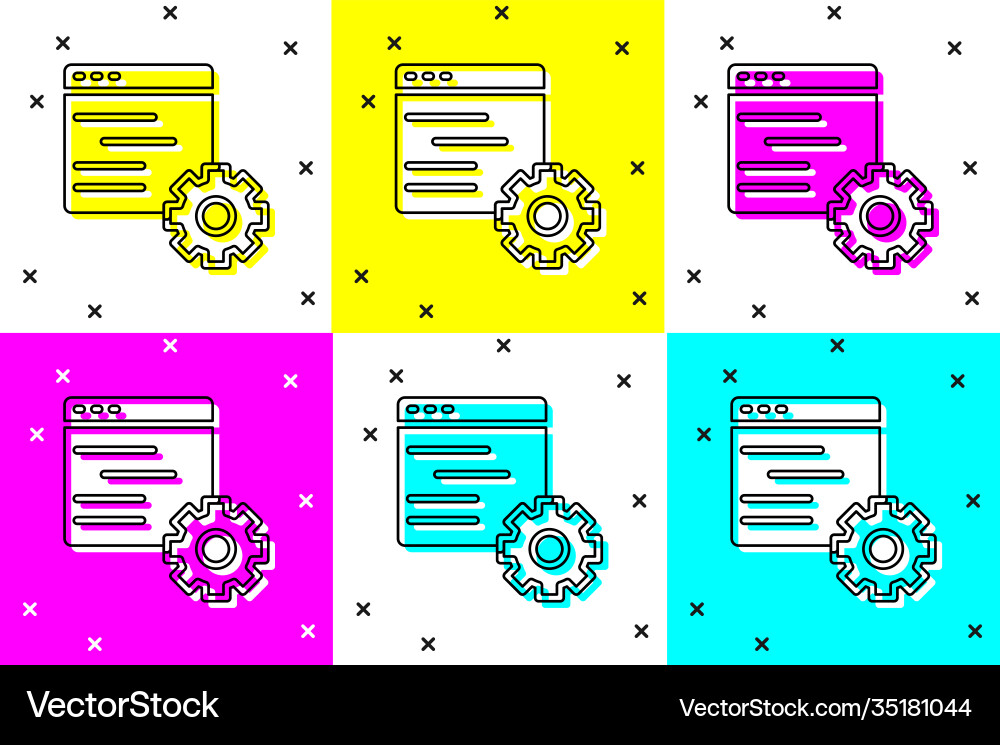 Set computer api interface icon isolated on color Set computer api interface icon isolated on color Vector Image
