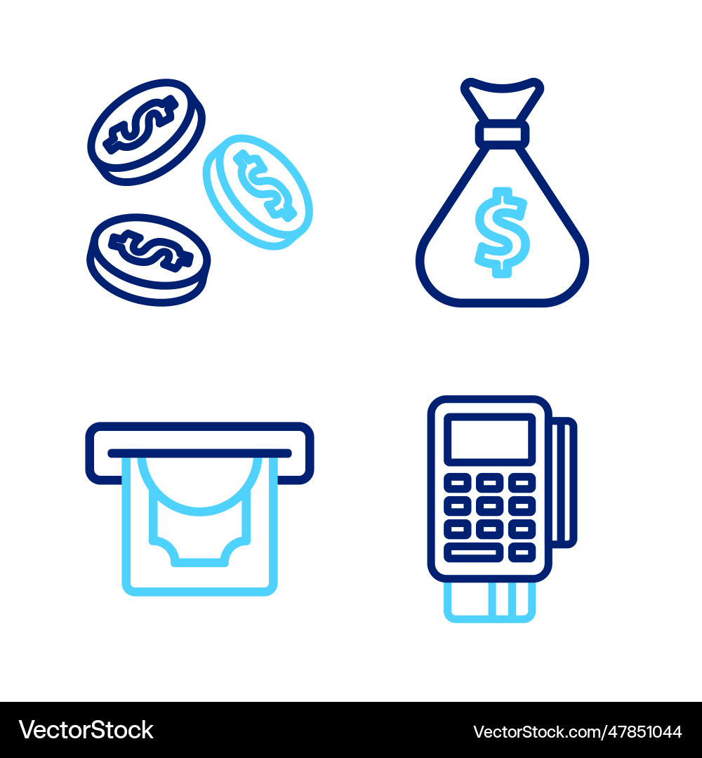 Set line pos terminal with credit card atm Vector Image