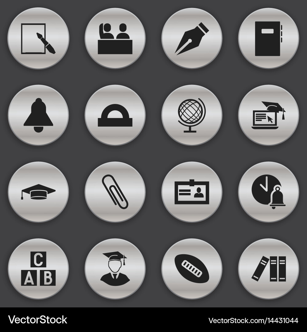 Set of 16 editable university icons includes vector image