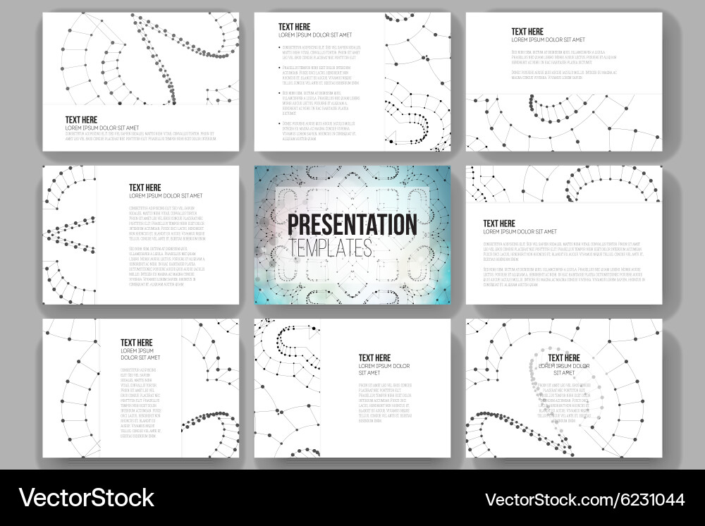 Set of 9 templates for presentation slides vector image