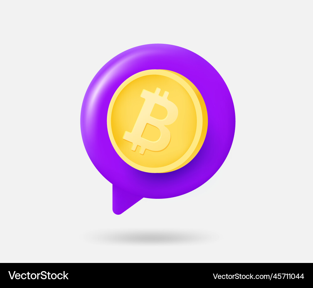 Speech cloud with bitcoin coin 3d isolated Speech cloud with bitcoin coin 3d isolated vector image