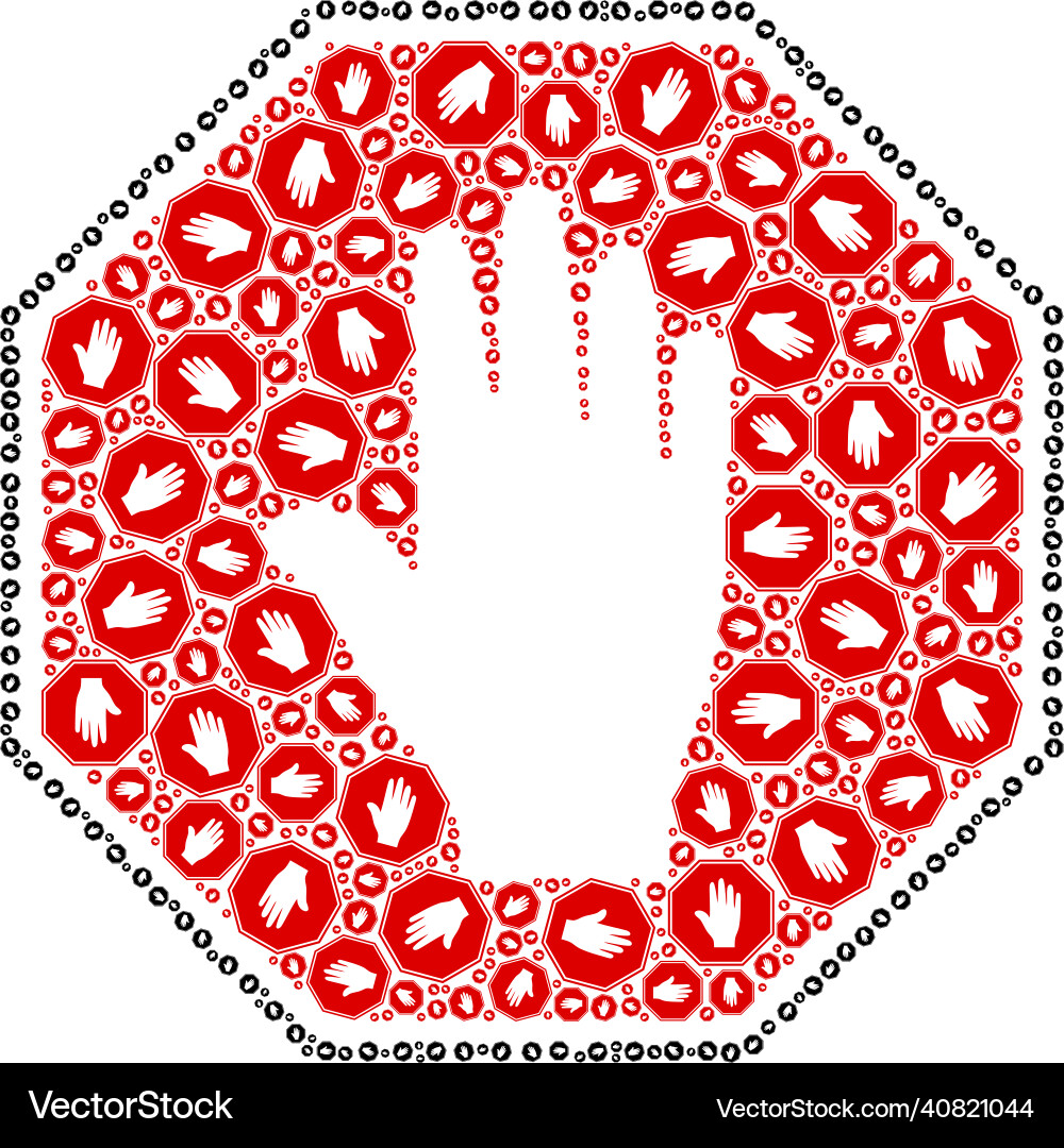Stop hand octagon recursion icon collage of self Stop hand octagon recursion icon collage of self vector image