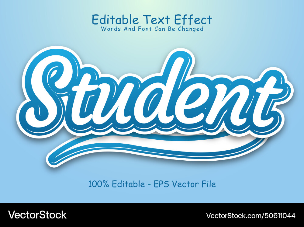 Student editable text effect 3 dimension emboss Vector Image