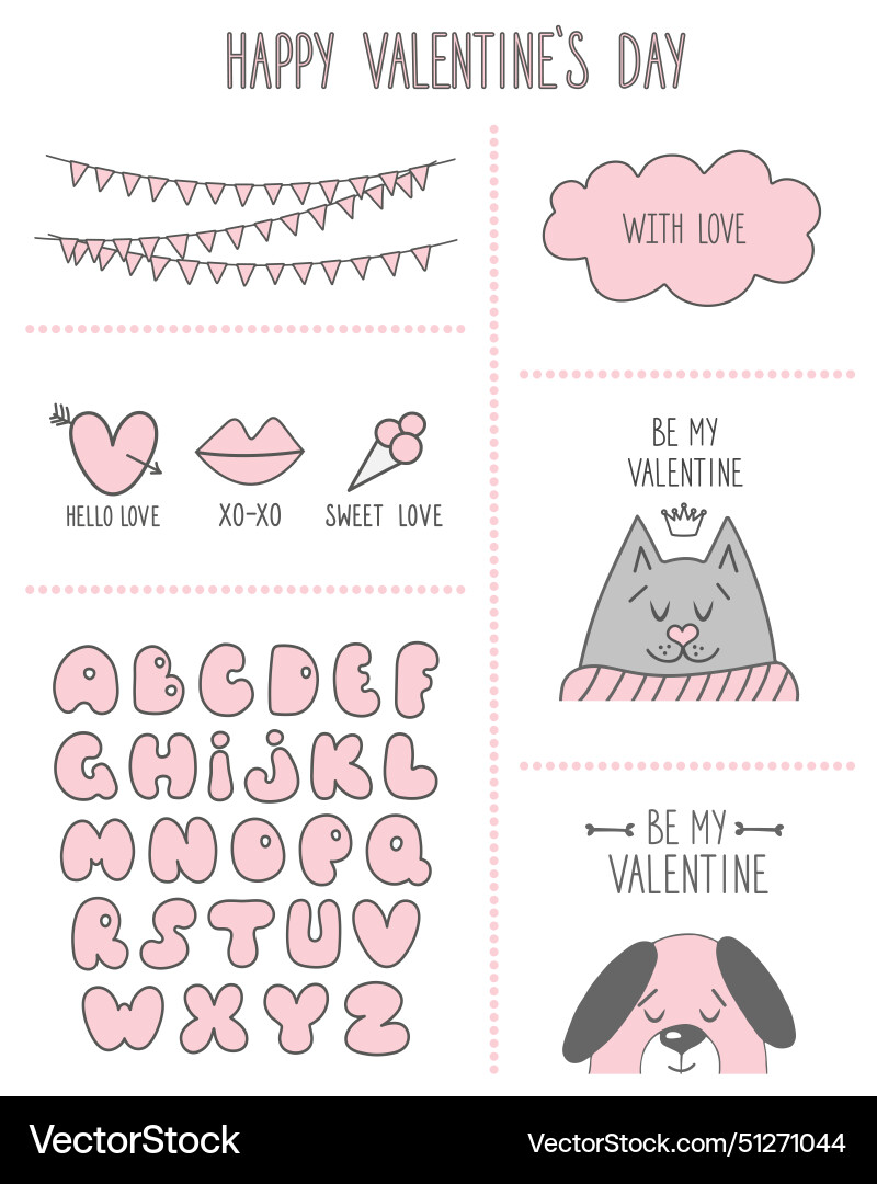 Valentinstag Elemente Set Design Valentinstag Elemente Set Design vektorbild