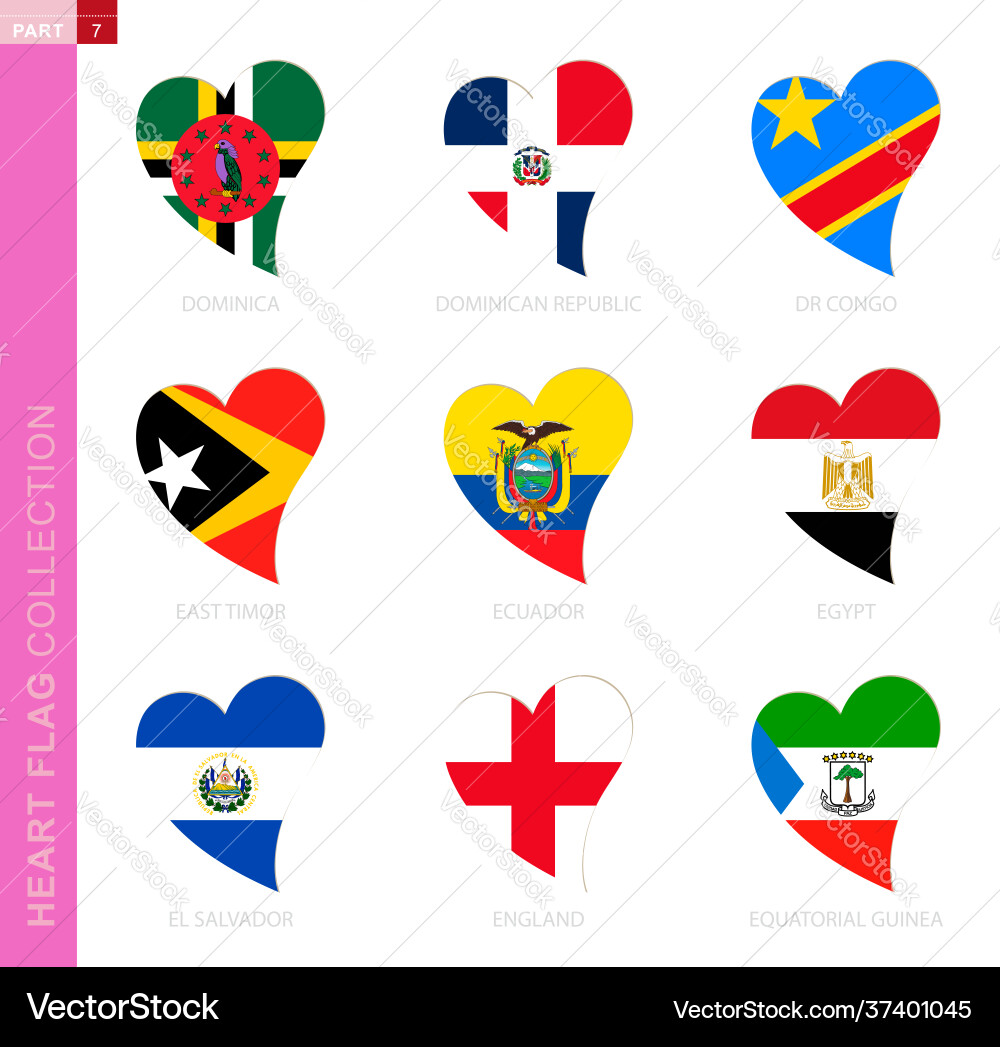 Collection flags in shape a heart Vector Image