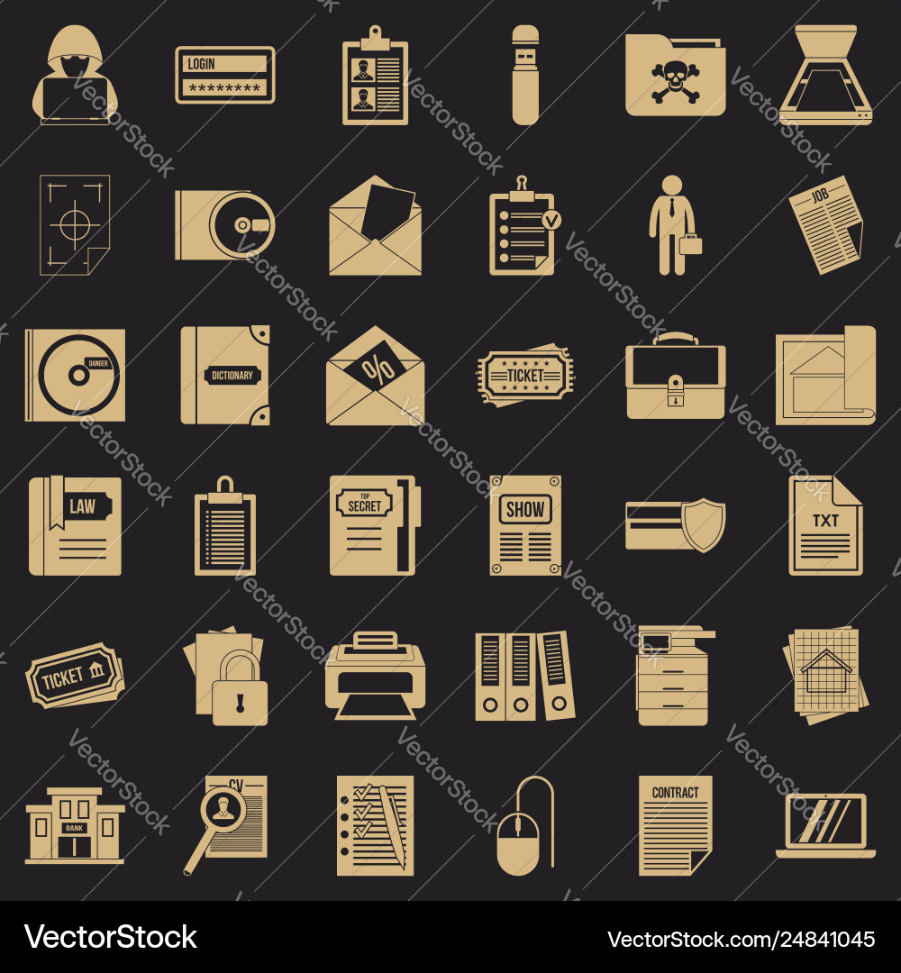 Computer document icons set simple style Computer document icons set simple style vector image