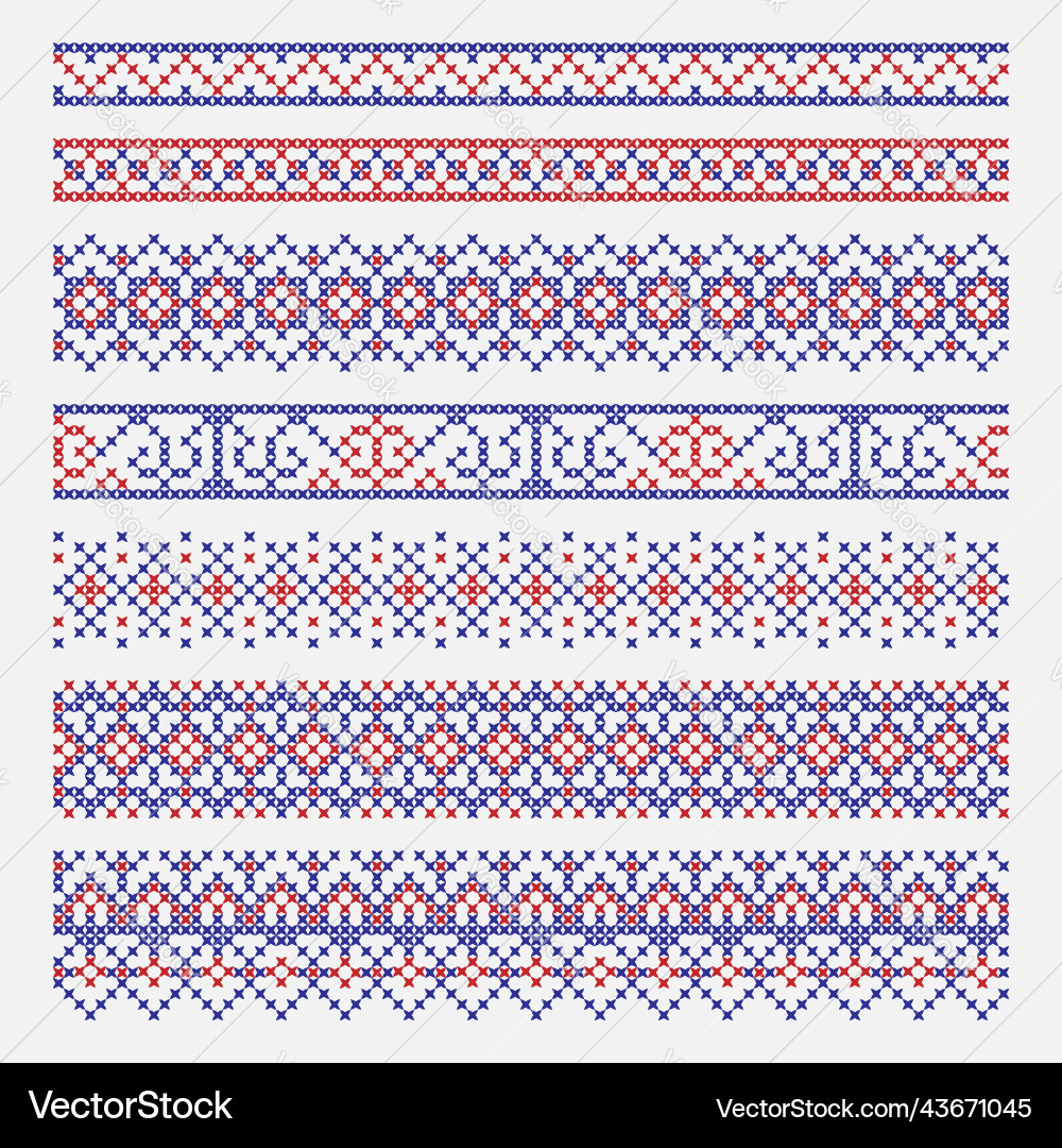 Cross-Stitch Border Pattern - Slavic Style vector image