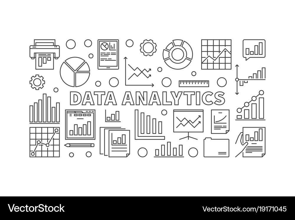 Data Analysis Line Icons Vector Image