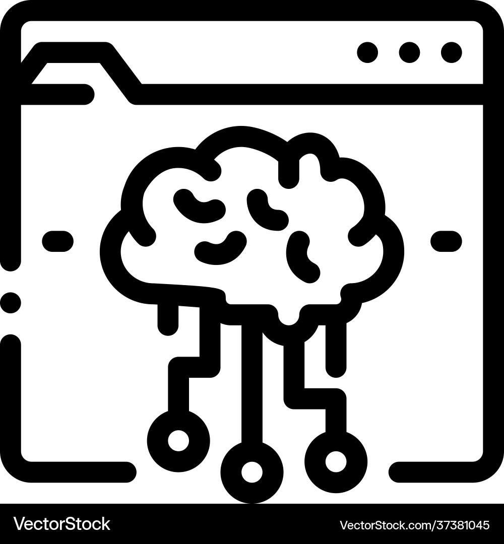 Digital ai machine learning line icon Digital ai machine learning line icon vector image