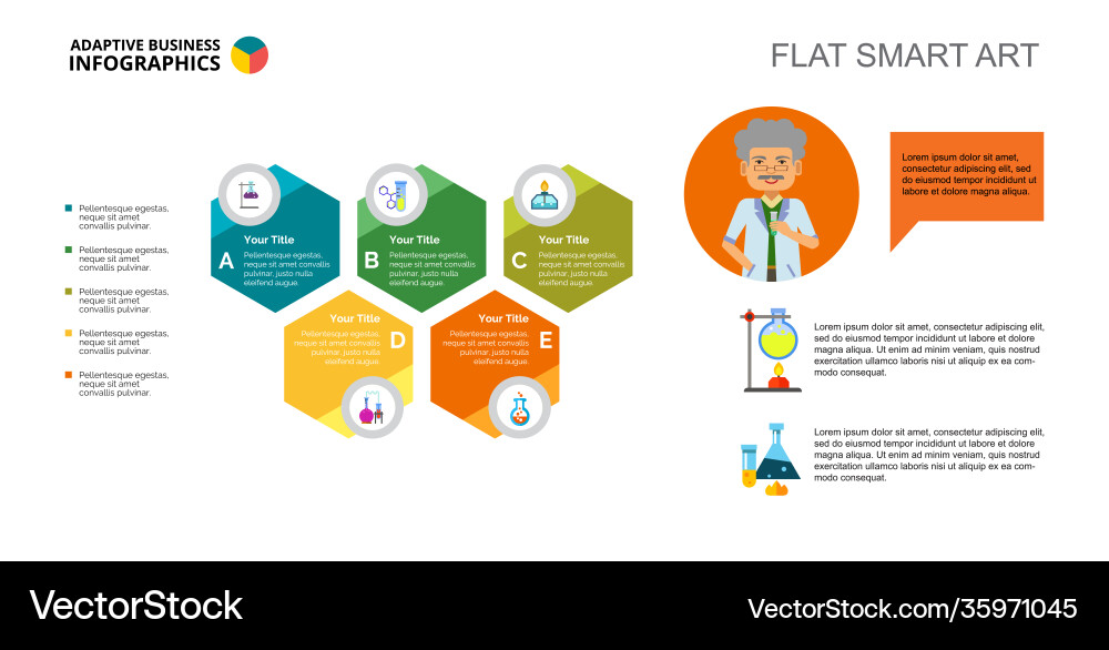 Flow chart with five elements template vector image