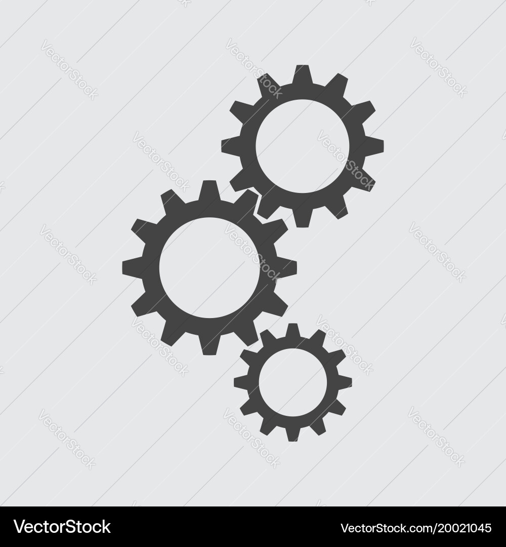 Gear Flat Icon - Mechanical Component Vector Image