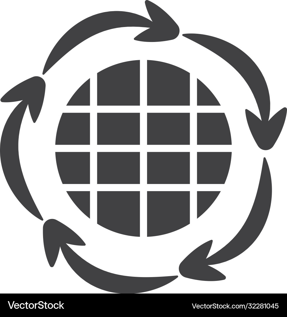 Global sphere and circular arrows around Vector Image