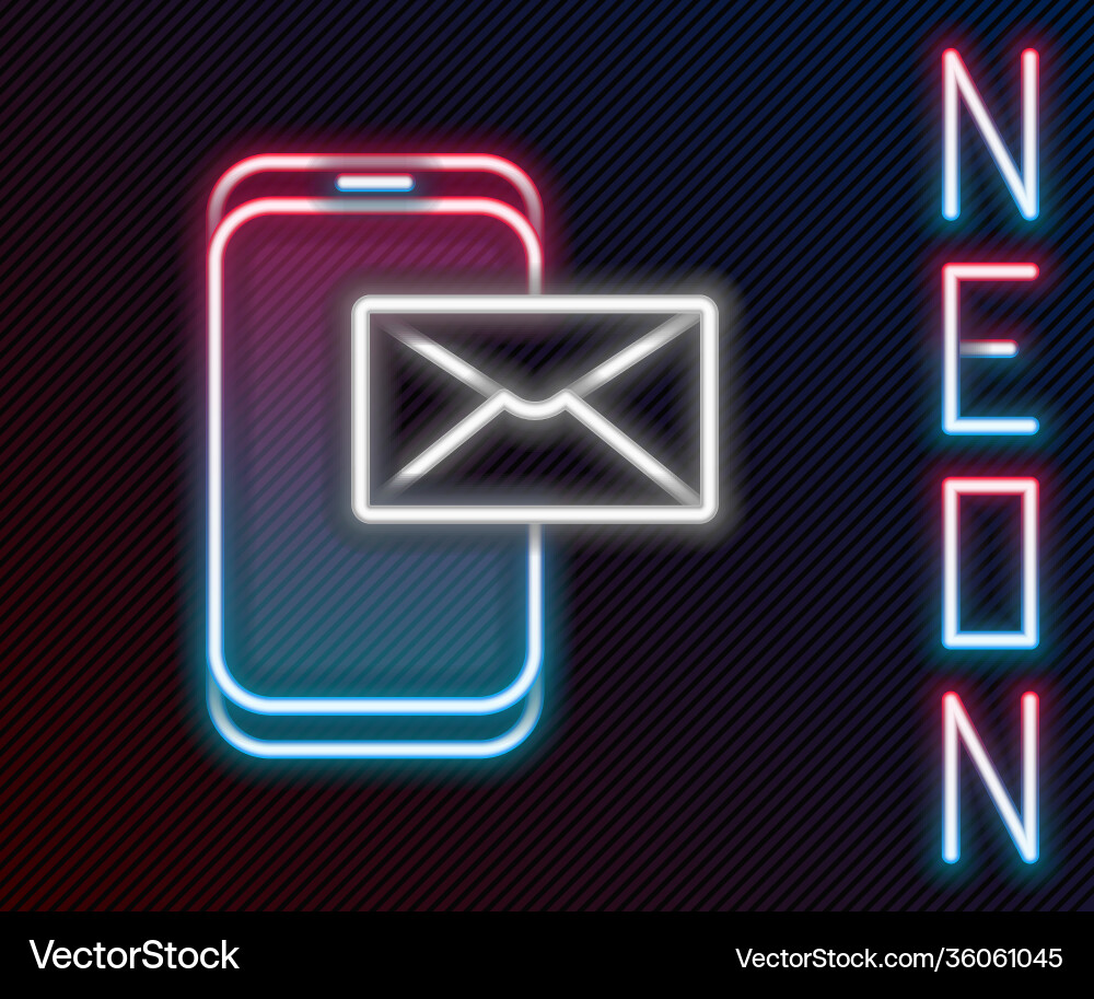 Glowing neon line mobile and envelope new message Glowing neon line mobile and envelope new message Vector Image