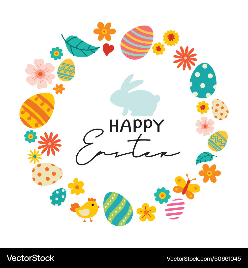 Happy easter egg greeting card background Vector Image