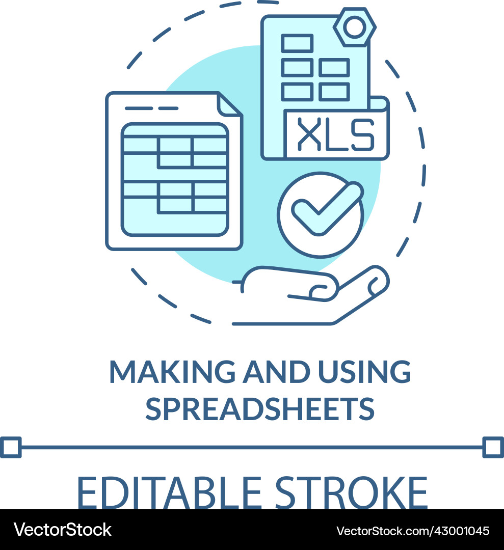 Making and using spreadsheets turquoise concept Vector Image