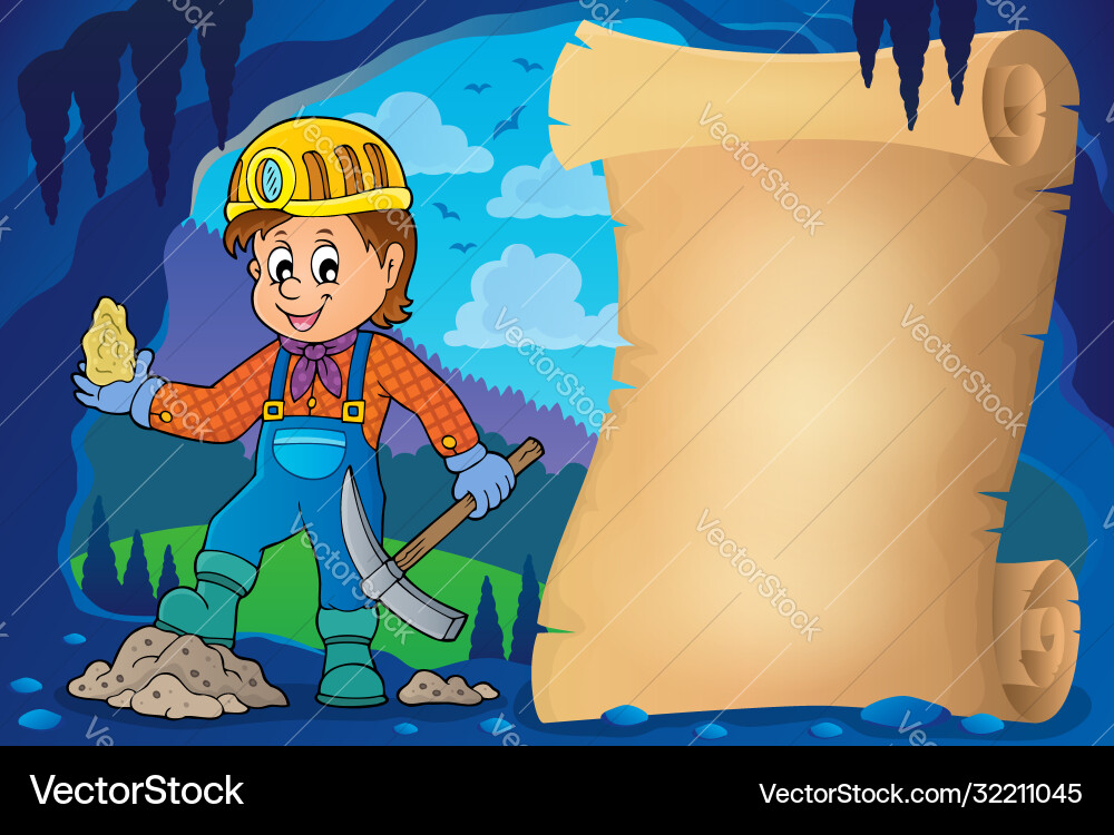Miner with Parchment Scroll vector image