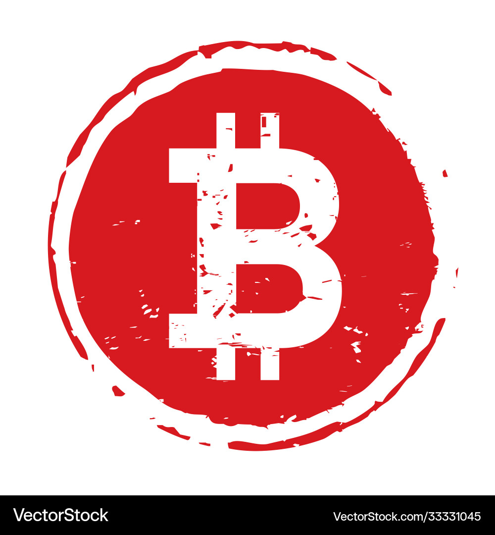 Red stamp and icon bitcoin – Royalty-Free Vector | VectorStock