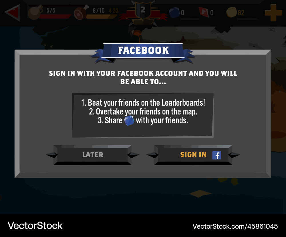 RPG Level Button UI Pop-up Icons vector image