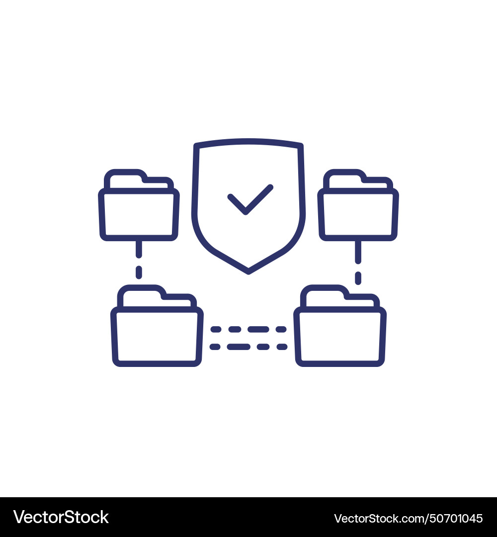 Secure folders data security line icon vector image