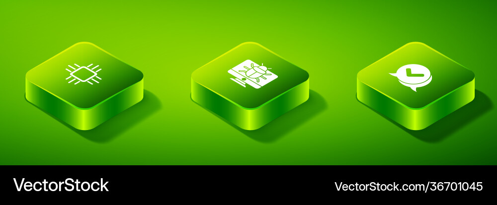 Set isometric system bug on monitor check mark Set isometric system bug on monitor check mark vector image
