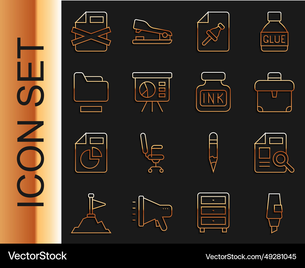 Set line marker pen document with graph chart Set line marker pen document with graph chart vector image