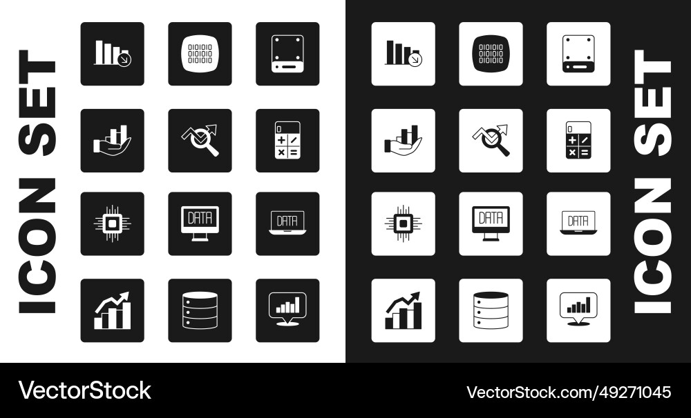 Set server search data analysis pie chart Set server search data analysis pie chart vector image