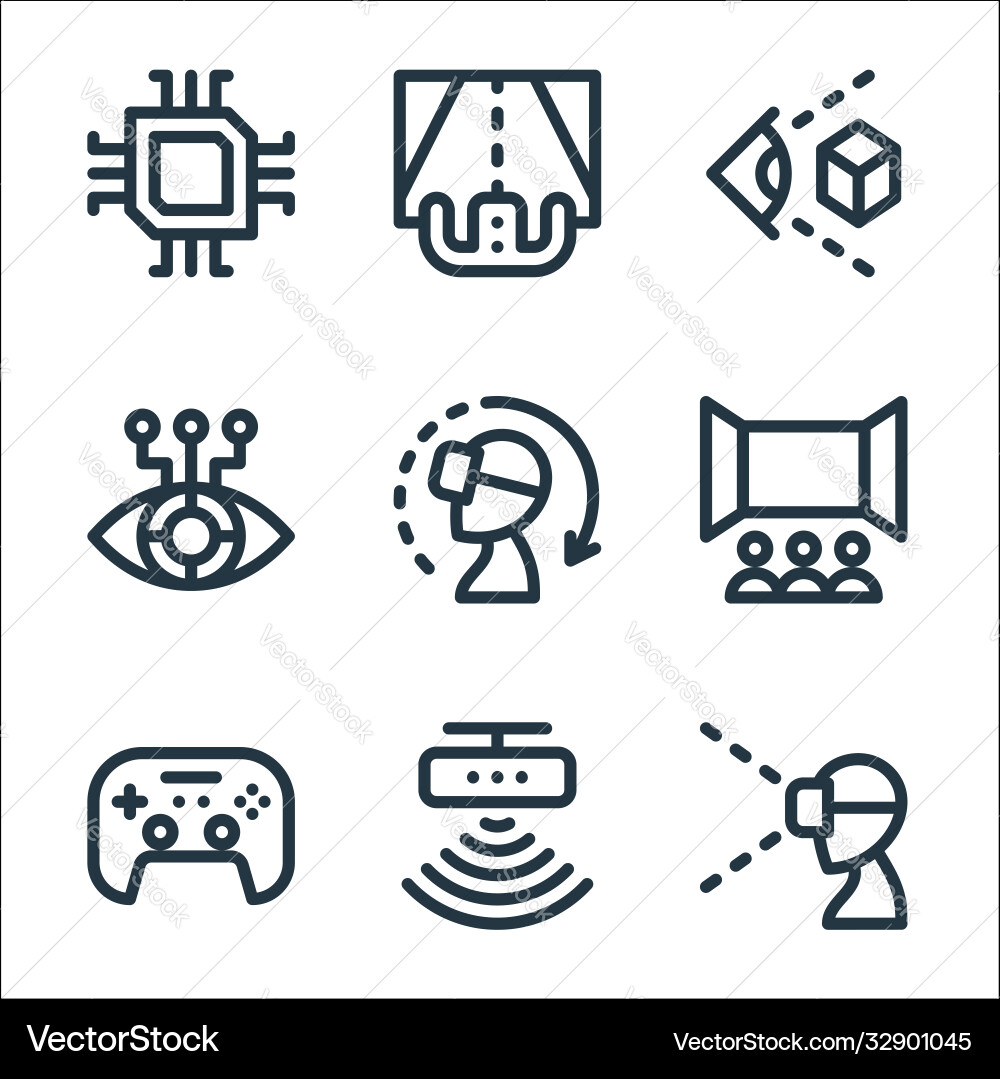Virtual reality line icons linear set quality Vector Image